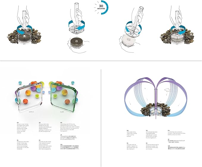 biOrb Classic 60 Acrylic 16-Gallon Aquarium with Multi-Color Remote-Controlled LED Lights Modern Tank for Tabletop Display, Black-PawvioPets