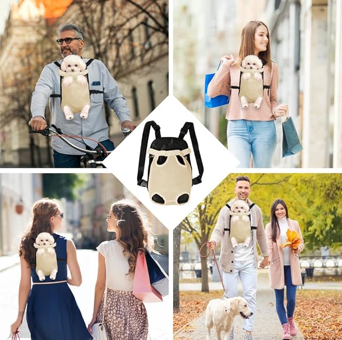 FEimaX Dog Carrier Backpack Pet Legs Out Front Cat Travel Bag, Adjustable Puppy Backpacks Carriers Hands-Free for Small Medium Dogs Cats Hiking Traveling Camping Daily Walking-PawvioPets
