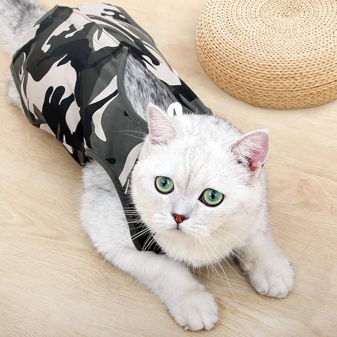 DOTON Cat Recovery Suit for Male and Female Surgical Post Surgery Soft Cone Onesie Shirt Clothes Neuter Licking Protective Diapers Outfit Cover Kitten Spay Collar(S, Camouflage)-PawvioPets