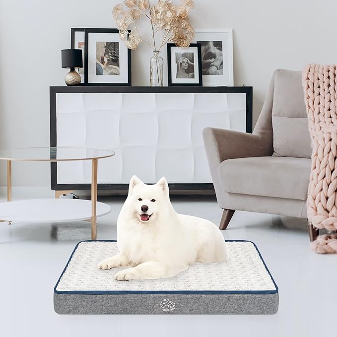 EMPSIGN Reversible Cool and Warm Dog Bed for Crate Pad, Pet Beds with Washable and Removable Cover, Dog Crate Beds Sleeping Mats, Beds for Dogs Crate for Large Medium Small Dogs, Grey-PawvioPets