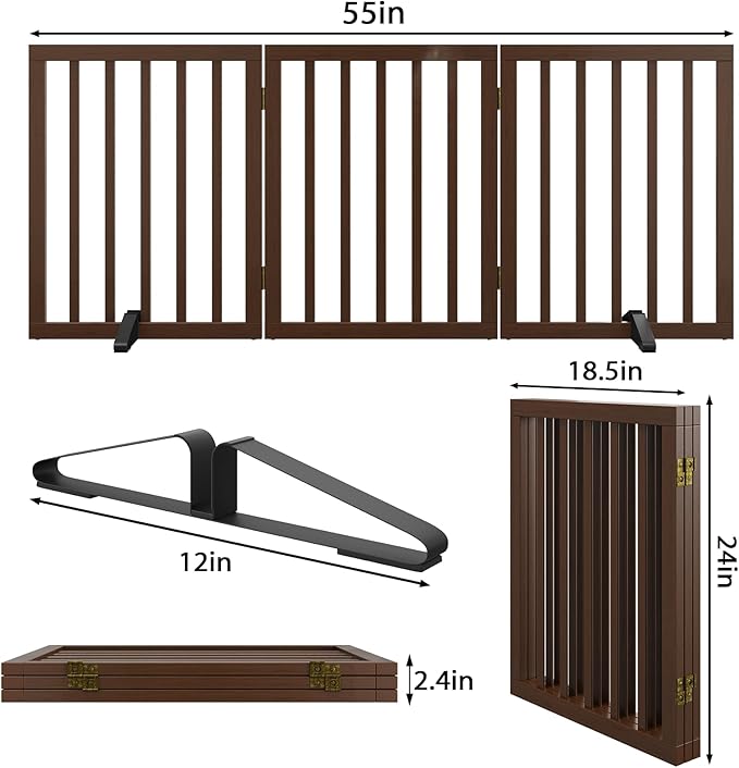 Dog Gate for Stairs,Foldable Dog Gate for Indoor Doorways House,Freestanding Pet Gates for Dogs,Doogie Puppy Fence Gate-PawvioPets