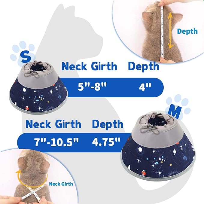Cat Cone Collar Soft, Comfortable Cat Recovery Collar Pet Cone for Small Large Cats, Lightweight Elizabethan Collar for Cats Kittens After Surgery Prevent from Licking Wounds, Star, S-PawvioPets