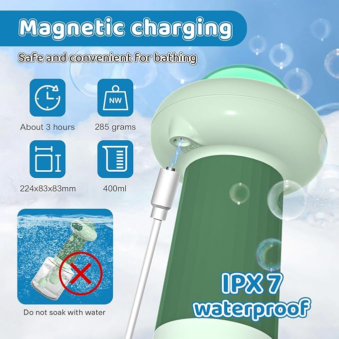 Electric Dog Shampoo Dispenser,IPX7 Cat Shampoo Sprayer,Pet Bath Supplies Automatic Foaming Shampoo Dispenser for Dog Deep Cleaing,Kitchen Sink,Bathroom Green-PawvioPets