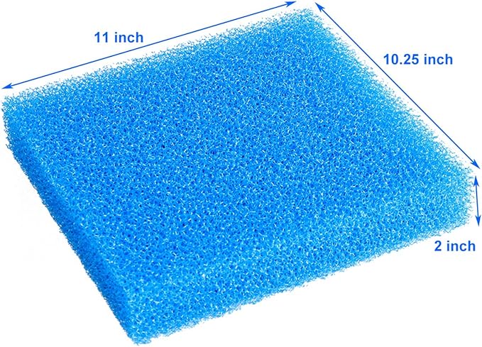 AQUANEAT Aquarium Filter Sponge Open Cell Foam Sheet Bio Sponge Filter Media Pad HMF Fish Tank Sump Divider (11" Lx 10.25" W x 2" H, Blue)-PawvioPets