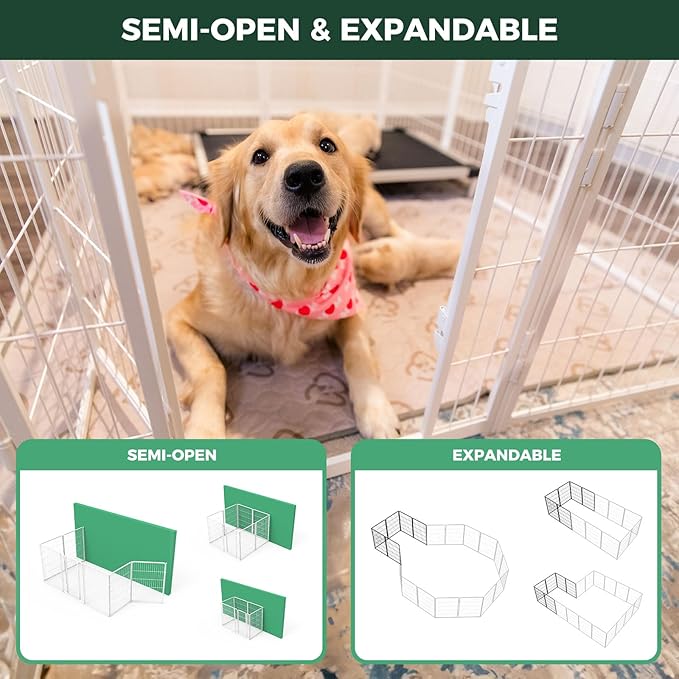 FXW Homeplus Unleashed Indoor Dog Playpen - Stress-Free and Safe Play, Heavy Duty 40 Inch 12 Wire Panels Dog Pen for Medium and Large Dogs, White│Patented-PawvioPets
