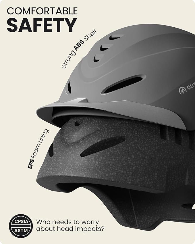 OutdoorMaster Equestrian Helmet, Horse Riding Helmet with Sun Visor and Excellent Ventilation, Adjustable Safe Helmet for Men, Women & Youth-PawvioPets