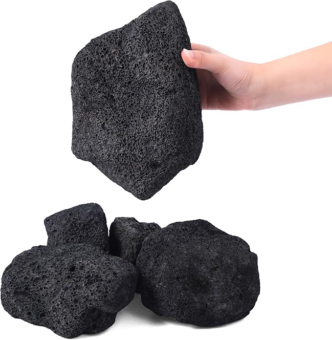 2-8 Inches Large Natural Black Lava Rock 5 PCS Aquarium Rocks for Aquascaping, Aquarium Landscaping, Terrariums, Fish Tank Decoration, Vivariums, Paludarium, Reptile and Amphibian Enclosures-PawvioPets