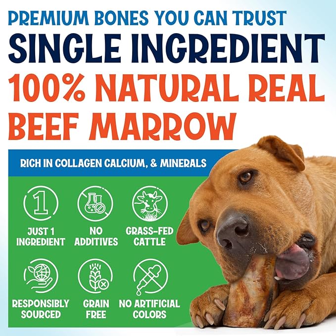 Beef Marrow Bones for Dogs, 3" Bone, Long Lasting Stuffed Treats, Tasty and Healthy Snack for Small and Medium Sized Pets, (12 Pack)-PawvioPets