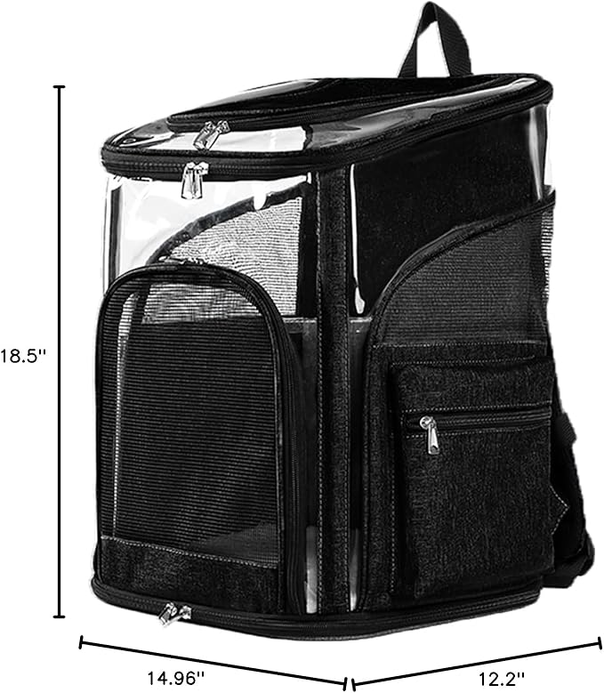 Cat Carriers Dog Carrier Pet for Small Medium Cats Dogs Puppies up to 25 Lbs, TSA Airline Approved Soft Sided, Collapsible Travel Puppy - Black Grey (M: 13" LX11.4 WX17.3 H, Black)-PawvioPets