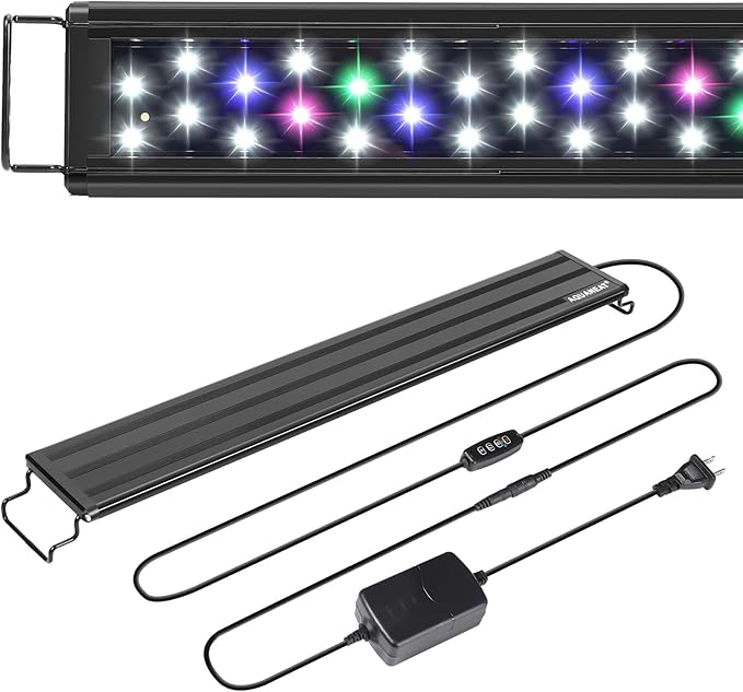 AQUANEAT LED Aquarium Light for 24 to 30 Inch Fish Tank, Auto On Off with Timer, Full Spectrum, Adjustable Brightness, Daylight Moonlight Mode, for Fresh Water Low-to-Mid Light Plants-PawvioPets
