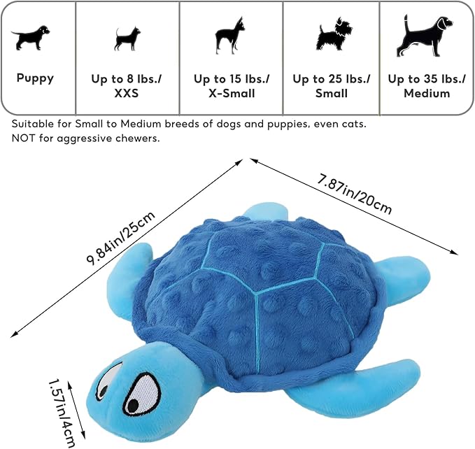 Adpartner Crinkle Dog Toys, 2 Pack Stuffed Turtle Dog Toys Squeaky Plush Dog Toy to Keep Them Busy, Interactive Dog Squeaky Toys for Small to Medium Dogs Teething Training Reduce Boredom-PawvioPets