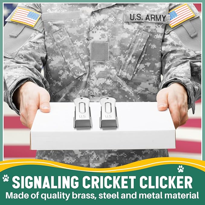 2 Pieces Brass Pet Training Clicker Signaling Cricket Clicker Metal Dog Clicker for Puppy Cats Trainer Pet Owners (Silver)-PawvioPets