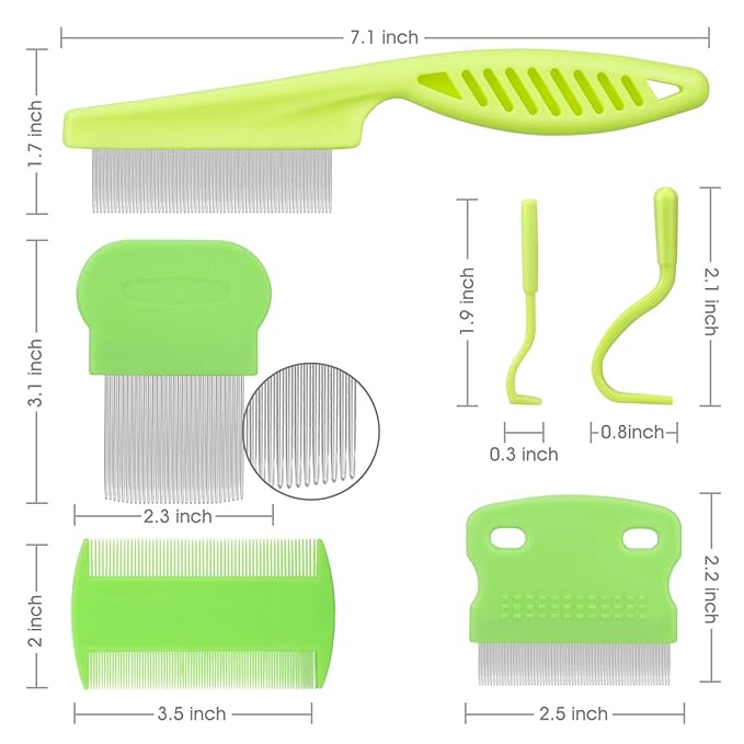 Cat & Dog Grooming Set - Fine Tooth Comb For Grooming And Removing Dandruff Flakes Remove Float Hair Tear Marks (green)-PawvioPets