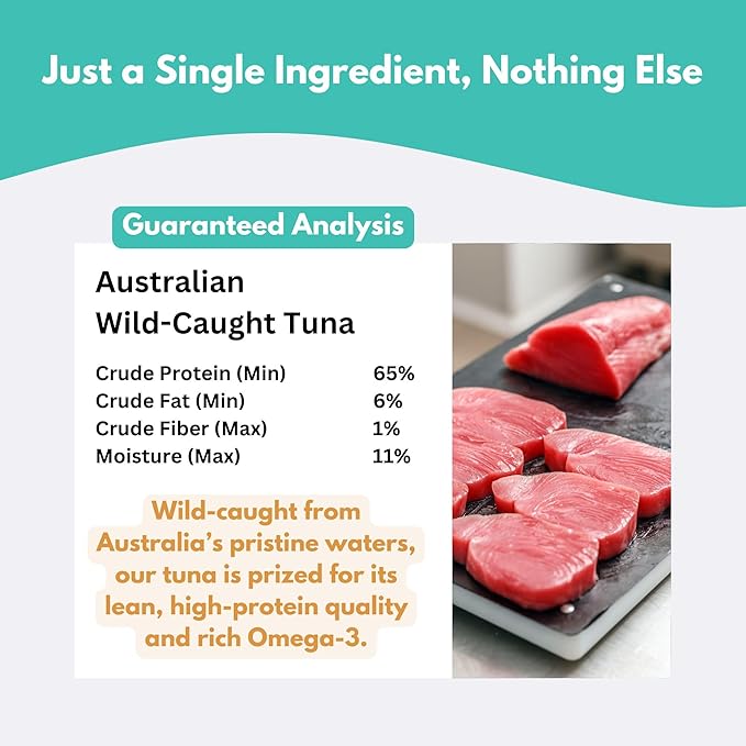 ALFIE'S TREATOS Tuna for Dogs & Cats (2.65 oz), Air-Dried Dog Treats, Omega-3 Food Topper & Training Reward, Australian Wild-Caught, Single Ingredient, Freeze-Dried Alternative-PawvioPets