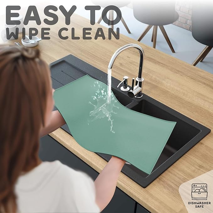 Dog Food Mat - 28x18 Raised Edges Dogs Mat for Food and Water Prevent Spill, Waterproof Cat Food Mats Protect Floors, Easy Clean Dog Bowl Mats for Food and Water, Silicone Pet Feeding Placemats-PawvioPets