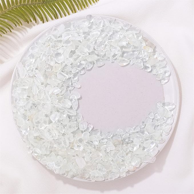 1lb Clear Quartz Aquarium Gravel Rocks Natural Tumbled Healing Crystal Chips Bulk Gemstones Crushed Stones for Fountain Vase Filler Planters Decorative Fish Tank Potted Reiki Energy Balancing-PawvioPets