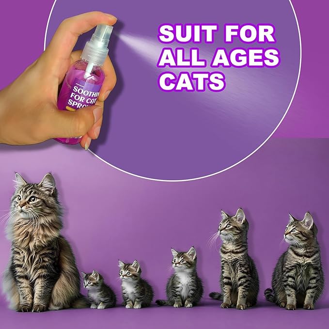 Cat Calming Spray, Cat Pheromone Calming Spray, Natural Calming Solution for Cats, Reduce Kittens Stress, Anxiety, Scratching, Protect Furniture and Floors, Suit For Home, Travel, Vet Visits, 4 PACKS-PawvioPets