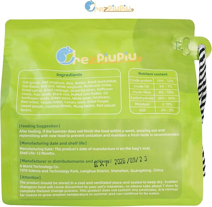 Garden Fruit & Vegetable Hamster Food Mix Natural Small Pet Food Made for Hamsters 1LB Critical Care Healthy Dwarf Hamsters Feed New Packaging-PawvioPets