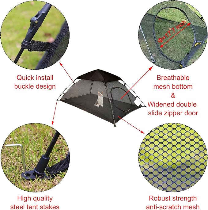 AICHIFAN Mini Cat Tent for Outside Playpen Pop Up Indoor Pet Cat Enclosures Portable Sunshade and Anti-UV Cat Playhouse for SUV Pickup Truck (Play Tents for Cats and Small Animals) - Outside Habitat-PawvioPets