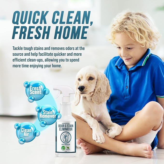 Dog & Cat Urine Enzyme Cleaner – Enzymatic Pet Stain & Odor Eliminator Spray for Carpet, Rugs, Litter Box & Artificial Turf – Non-Toxic, Ready to Use, 32 oz-PawvioPets