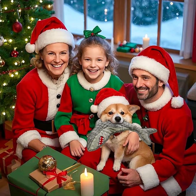 Dog Toy Squeaky Chew Dog Toys No PP-Cotton,no Stuffed for Small, Medium, Large Breed Dogs Interactive Hours of Fun,Gray-Shark-PawvioPets