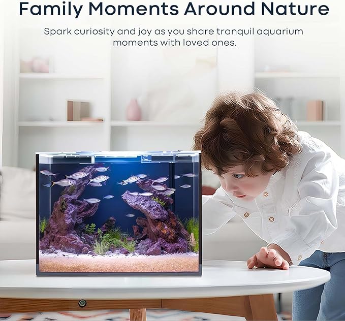 2.6 Gallon Glass Fish Tank Cube, Small Aquarium Fish Bowl for Betta Goldfish Snails Shrimp Aquatic Planting, Easy to Maintain Ultra Clear Rimless Design for Desktop Small Spaces-PawvioPets