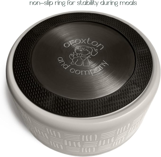 CROXTON & CO. Stainless Steel Pet Bowl for Dogs & Cats | Insulated Food Bowls for Dog Cat | No Tip No Slip | Non-Slip Rubber Base | Dishwasher Safe | Medium (4 Cups)-PawvioPets