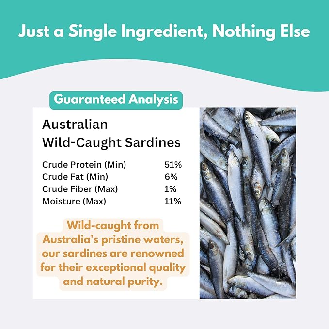 ALFIE'S TREATOS Sardines for Dogs & Cats (10.6 oz, 4x2.65 oz), Bulk Bundle, Air-Dried Fish Dog Treats, Omega-3 Food Topper, Single Ingredient, Australian Wild-Caught, Freeze-Dried Alternative-PawvioPets