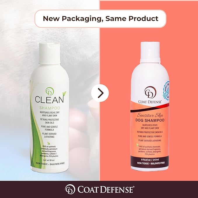 COAT DEFENSE Sensitive Dogs Shampoo | Made in USA | All-Natural Hypoallergenic - Soothes and Relieves Itchy & Dry Skin | 8 Ounces Concentrated Makes 32 Ounces-PawvioPets