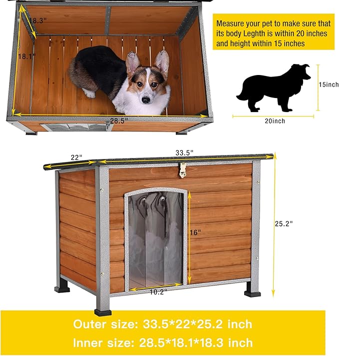 Aivituvin Dog House Outdoor & Indoor Unique All-Around Iron Frame Dog Kennel for Winter with Raised Feet Weatherproof for Small & Medium & Large Dogs-PawvioPets