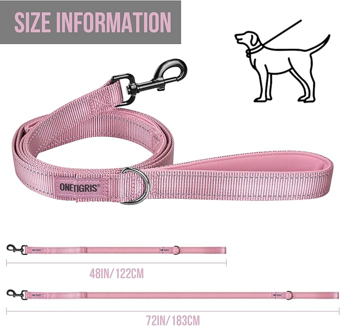 OneTigris Pink Dog Harness Leash Collar Set,Adjustable Dog Vest Harness for Walking Hiking Training(Medium)-PawvioPets