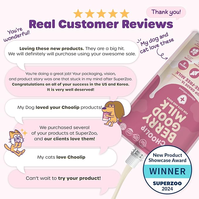 Berry Good Milk is a Lactose-Free, Vitamin-Infused Drink for Cats and Dogs. It Supports Urinary Health, Digestion, and Joint Function. Free from antibiotics, Grains, and Gluten.-PawvioPets