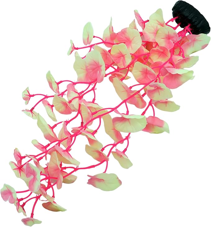 16 Inch Aquarium Fish Tank Plant Betta Fish Tank Decor,2 Pack Silk Aquarium Plants for Aquarium Decoration (White-Pink)-PawvioPets