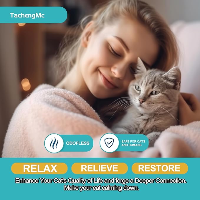 Cat Calming Diffuser, Cat Pheromones Calming Diffuser with 1 Diffuser + 2 Refills 48ml, Cat Anxiety Relief Cat Pheromone Diffuser Kit 60 Days, Pheromone Diffuser to Calm Cats-PawvioPets
