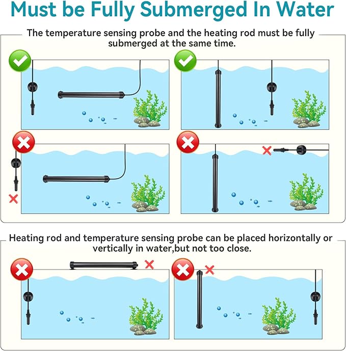 hygger Aquarium Heater 300W,Titanium Heater with Digital LED Controller and Temperature Probe,Submersible Fish Tank Heater with Temperature Calibration,for Saltwater & Freshwater Fish Tank 50-60Gallon-PawvioPets