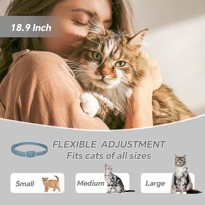 Calming Collar for Cats - 5 Pack, 150-Day Cat Calming Collar, Stress Relief & Anxiety Control for Cats, Calm Collars Cat (3 Blue & 2 Gray)-PawvioPets