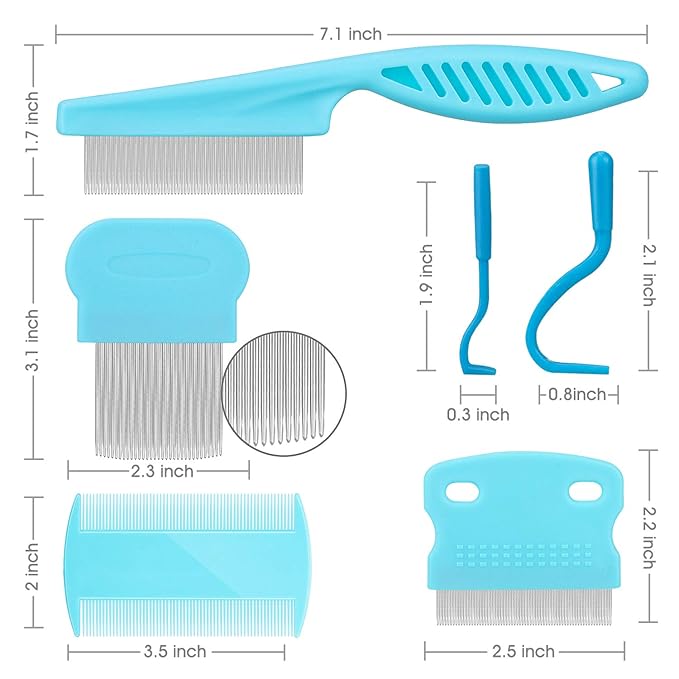 Cat & Dog Grooming Set - Fine Tooth Comb for Removing Dandruff Flakes & Hair (Blue)-PawvioPets