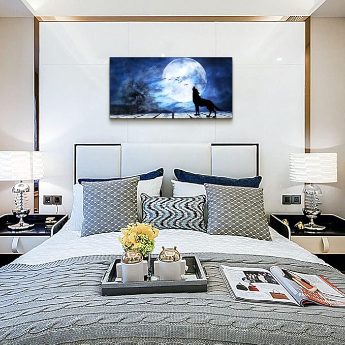 Canvas Wall Art For Bedroom Wall Decoration For Living Room Large Size Luminous Scenery Wolf Wall Decor Pictures Artwork Painting Modern Office Canvas Art Prints Room Decor Ready To For Home Decor-PawvioPets