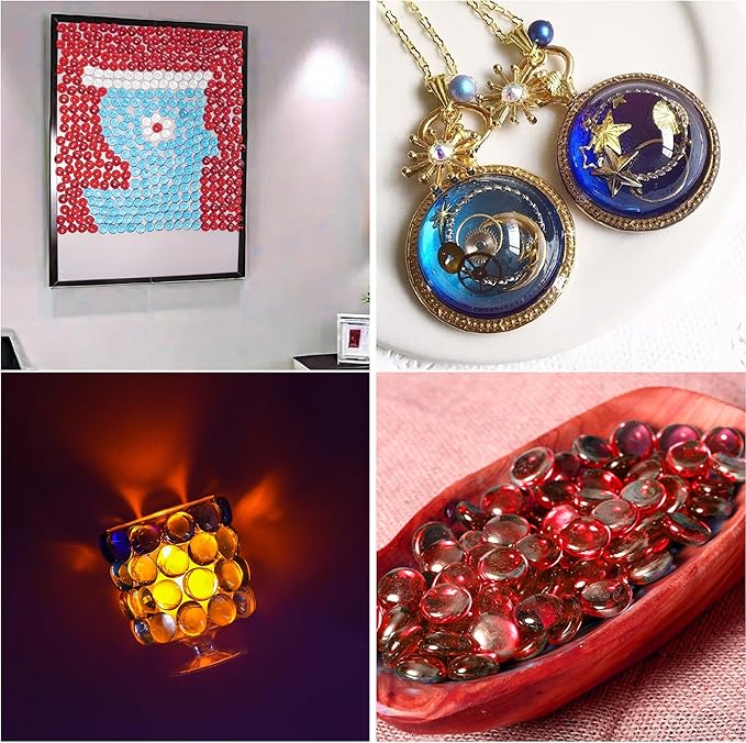 1LB Red Glass Marbles, Transparent and Smooth Flat Glass Beads for Vases, Mosaic Gem Pebbles for Aquarium Decor, Floral Arrangements, Mancala Stones, Vase Filler and Crafts (Approx. 80-100 PCS)-PawvioPets