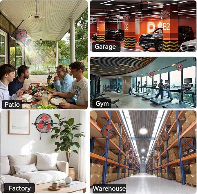 12 Inch Wall Fan Pro Series - Indoor High Velocity Wall Mount Fan for Commercial, Residential, Warehouse, Covered Patio, Shop, Garage, Barn, Gazebo 3 Speed 2800 CFM UL Safety Listed-PawvioPets