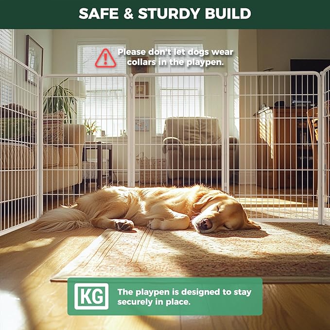 FXW Homeplus Unleashed Indoor Dog Playpen - Stress-Free and Safe Play, Heavy Duty 45 Inch 6 Wire Panels Dog Pen for Large Dogs, White│Patented-PawvioPets