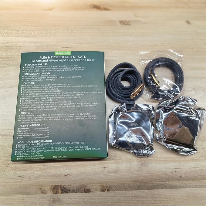 4 Pack Flea Collar for Cats, Cat Flea and Tick Treatment, 8 Months Protection Flea and Tick Prevention for Cats, Waterproof Cat Flea Collar, Adjustable Cat Flea and Tick Collar for Cats Kittens, Black-PawvioPets