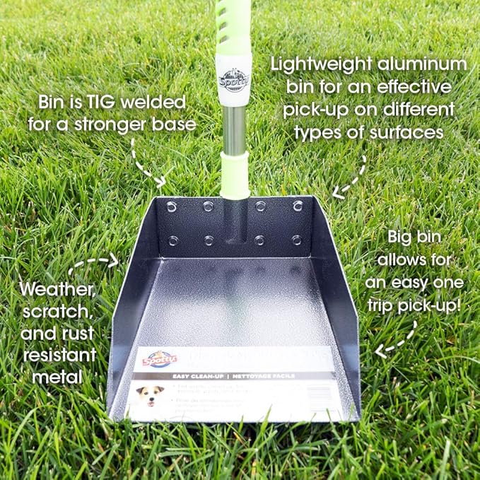 Aluminum Telescoping Metal Handled Poop Tray with Rake Sturdy Lightweight Pooper Scooper Extends 43" Long Scoop Great for Large & Small Dogs (2154)-PawvioPets