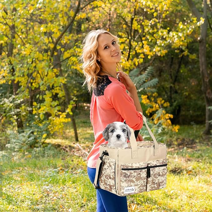 Cat Carrier Bag, Foldable Pet Bag Airline Approved, Pet Travel Carrier for Medium Cats Small Cats Dogs, Sturdy Transport Carriers Long Trips(Brown)-PawvioPets