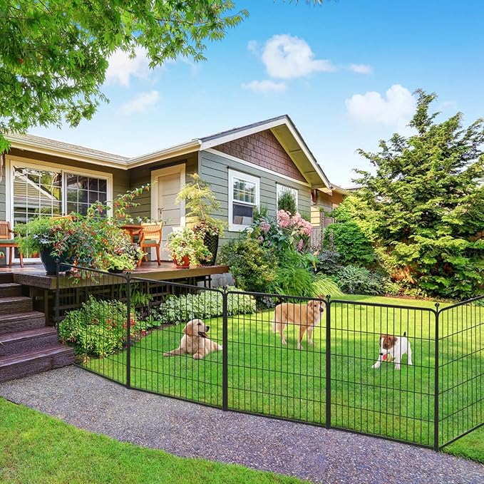 Dog Playpen 40 inch 24 Panels Indoor Outdoor Dog Pen for Large/Medium/Small Dogs Heavy Duty Metal Dog Fence Outdoor for Yard, Puppy Playpen with Door Portable Pet Fence for RV Camping Yard-PawvioPets