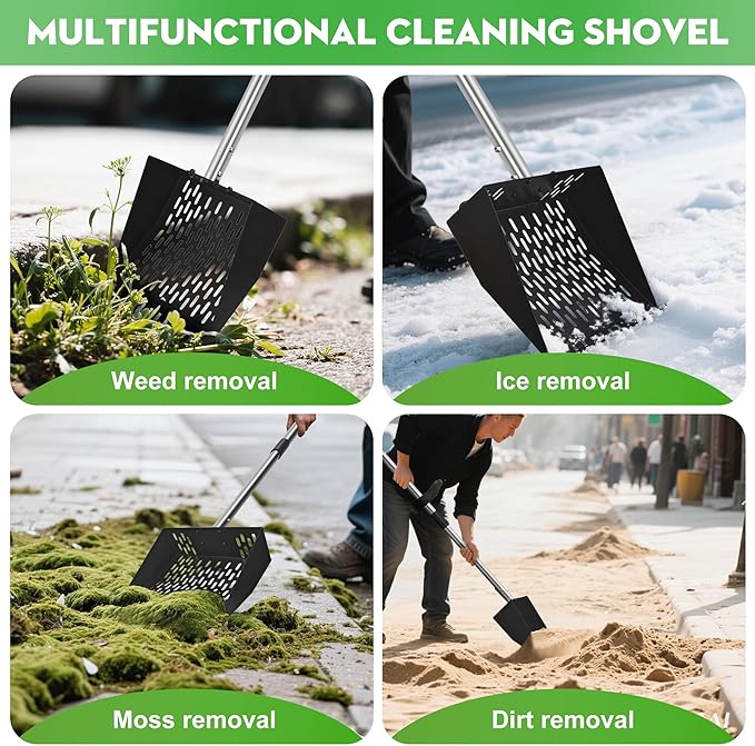 2-in-1 Chicken Poop Scooper & Rake - Adjustable Chicken Coop Scoop with Handle(39、53、67 in),Stainless Steel Shovel Head- Litter Scooper Sand & Sifting Shovel for Chicken Coops-PawvioPets