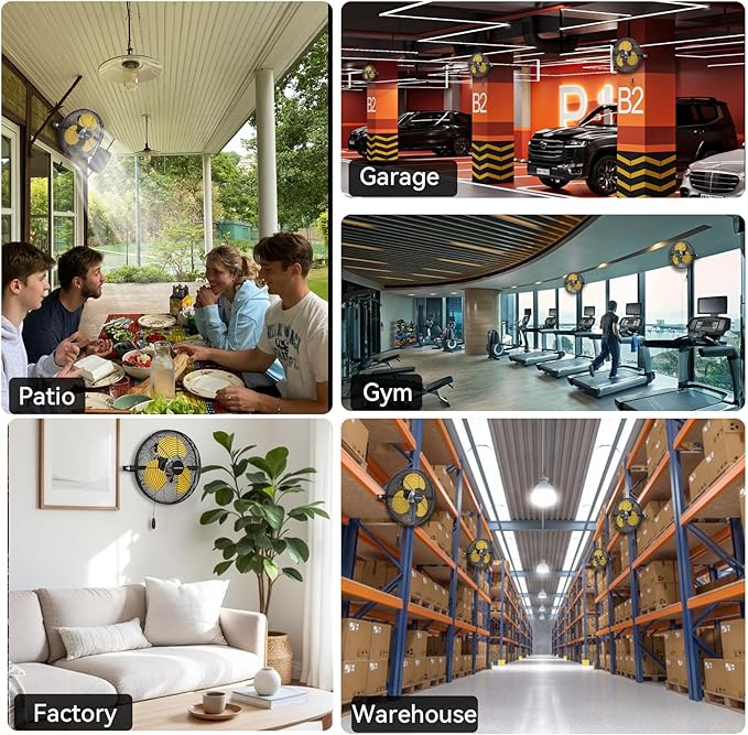 2PCS 12 Inch Wall Fan Pro Series - Indoor High Velocity Wall Mount Fan for Commercial, Residential, Warehouse, Covered Patio, Shop, Garage, Barn, Gazebo 3 Speed 2800 CFM UL Safety Listed-PawvioPets