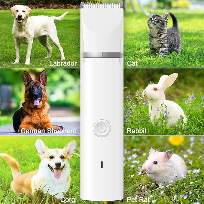 Dog Clippers Grooming Kit Hair Clipper-Low Noise Paw Trimmer- Rechargeable - Cordless Quiet Nail Grinder Shaver for Cats and Other Pets-PawvioPets