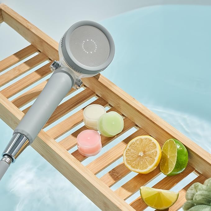 Filtered Handheld Shower Head with Vitamin C & Sediment Filter, High Pressure Water Flow, Water Saving, Reduces Chlorine for Dry Skin & Hair, On/Off Switch, Made in Korea - Bluemoon Gray-PawvioPets