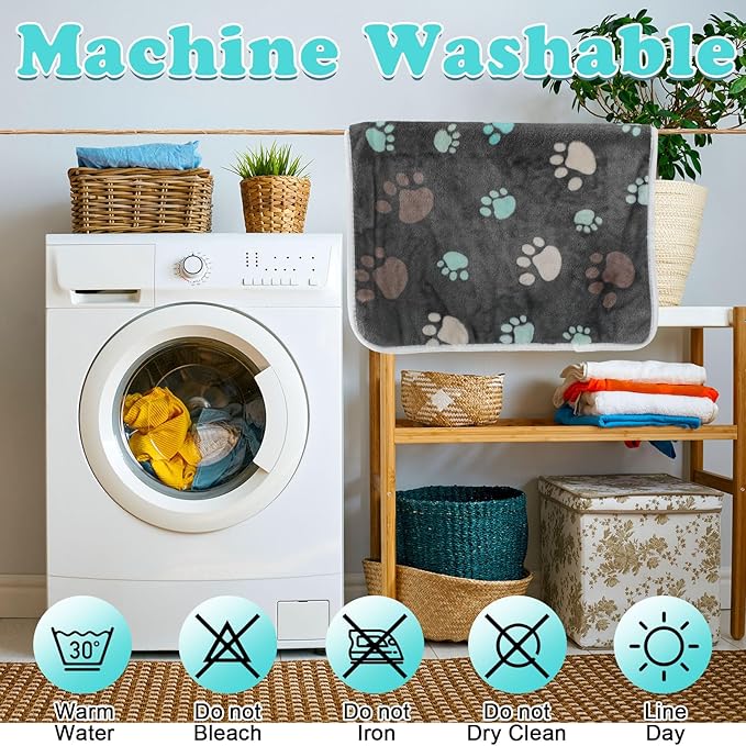 4 Pcs Waterproof Guinea Pig Blankets Washable Small Animal Fleece Bedding Absorbent Guinea Pig Cage Liners Reusable Pet Pee Pad Sleep Mat Pad Cover for Hamster Ferret (Cute Paw,24 x 16 Inch)-PawvioPets